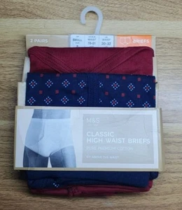 Men's High waist Briefs Size SMALL 2 pairs Ex Marks & Spencer - Picture 1 of 1