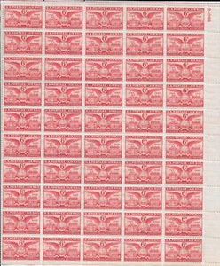 US Scott C-40 Air Mail 6 Cents, 1949, Alexandria, VA, Mint, NH, OG, Sheet 50 - Picture 1 of 2