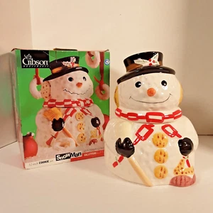 10" Christmas Ceramic Cookie Snowman Cookie Jar by Gibson Housewares with Box - Picture 1 of 16