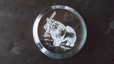 Keeshond- A beautifully engraved Glass Paperweight by Ingrid Jonsson