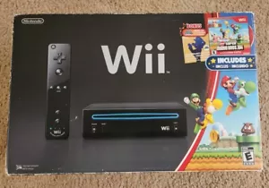 SELTEN! Nintendo Wii Holiday Bundle schwarze Konsole mit Mario Spiel & Musik CD. CIB! - Bild 1 von 23