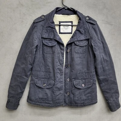 Kirra Army Jacket Women's Size Medium Black Sherpa Lining Shacket Work Coat - Image 1 of 4