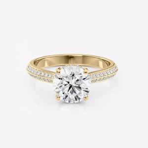 1.90 Ct Round Cut Lab Grown IGI Diamond Wedding Ring in Solid 14k Yellow Gold - Picture 1 of 12
