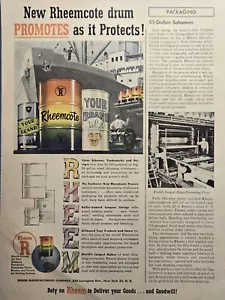 Rheem Manufacturing Co 55 Gallon Steel Shipping Barrels Vintage Print Ad 1951 - Picture 1 of 4