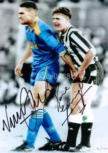 VINNIE JONES & PAUL GASCOIGNE / GAZZA SIGNIERTER VORDRUCK EXKLUSIVER A4-DRUCK - Bild 1 von 1
