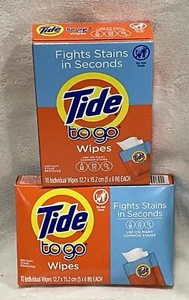 Lot of 2 Tide To Go Wipes - 10 Individual Wipes Per Box  Great for Travel 20 Ttl - Picture 1 of 6
