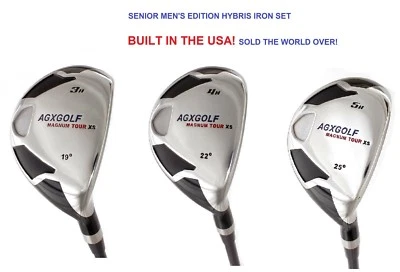 AGXGOLF MENS SENIOR FLEX #3, 4 & 5 HYBRID SET GRAPHITE RIGHT HAND: CHOOSE LENGTH - Image 1 of 4