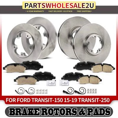 12x Rotor de disco delantero y trasero y pastillas de freno de cerámica para Ford Transit-150 Transit-250 Foto 1 de 4