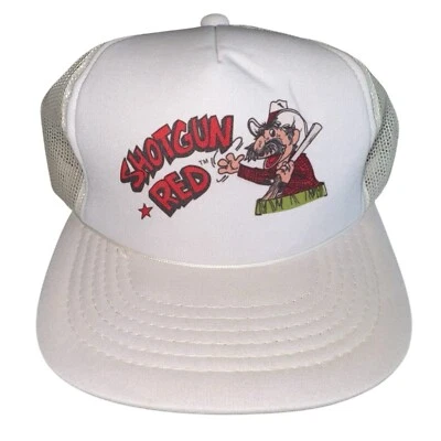 Vintage Shotgun Red Variety Show Cartoon Snapback Trucker Hat 80s Nashville Boys - Image 1 of 4