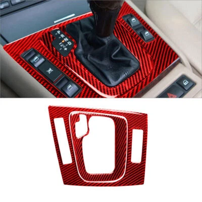 Cubierta de cambio de marchas interior de fibra de carbono roja 2 piezas para BMW Serie 3 E46 1998-05 Foto 1 de 4