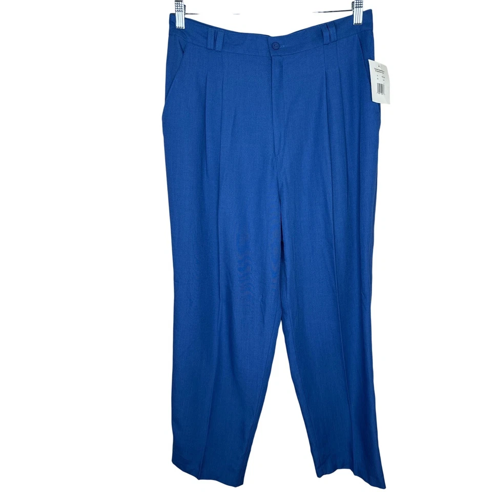Pantalones de negocios Kathie Lee azul verdadero vintage años 80-90 talla 16 plisados pequeños Foto 1 de 4