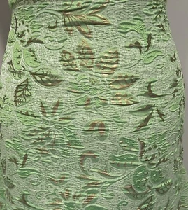 Green Gold  Floral Metallic Brocade Fabric 50” Width Sold By The Yard - Picture 1 of 6