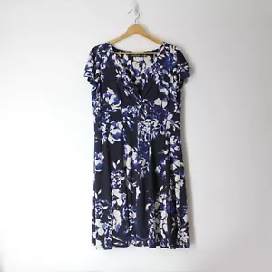 Ralph Lauren Vestido Floral Mujer Elástico Talla 16 P Manga Volantes Cuello en V Blanco Real - Imagen 1 de 7