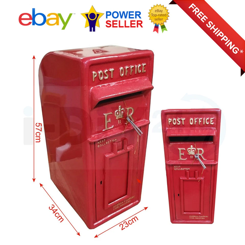Rolson Cast Iron ER Royal Mail Post Box Postal Box Red British Mailbox - Image 1 of 1