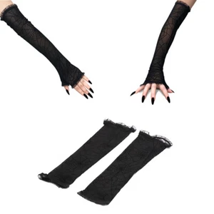 Spider Web Arm Sleeves Gloves Fancy Dress Up Halloween Costume Accessory Cos LI - Bild 1 von 12