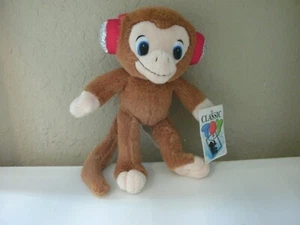 CLASSIC TOY COMPANY (AFFE) MIT ROTEN & SILBERNEN KOPFHÖRERN 8" HOCH (NEU MIT ETIKETT) - Bild 1 von 4