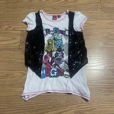 Y2K Monster High Shirt With Sequin Vest Attached Large 10/12 - Image 1 of 4
