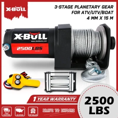 X-BULL Electric Winch 2500LBS 12V Steel Cable Wire Remote ATV UTV Winch Off-Road Foto 1 de 4
