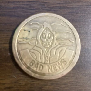 Brass Pog Official Slammer Bad News Vintage EXTREMELY RARE Mondo Metal Not Heavy - Picture 1 of 2