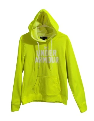 Sudadera con Capucha Under Armour UA Logo Para Mujer M Amarillo Neón Deletreado Pullover Foto 1 de 4