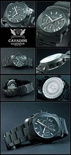 CAVADINI Herrenuhr Chronograph Datum Luxus CV-920 10 Bar Schwarz Edelstahl
