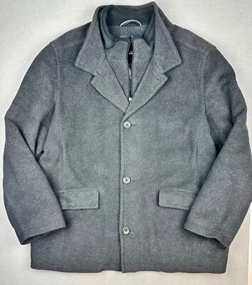 Abrigo acolchado Nautica para hombre negro de lana con botones/cremalleras y cuello alto XL Foto 1 de 4