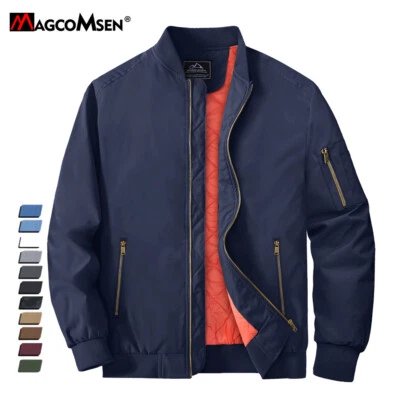 Men's Premium Letterman Bomber Jacket Windproof Warm Padded Casual Work Coats UK - Image 1 of 4