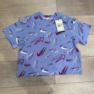 NIKE GIRLS LOOSE FIT PURPLE CROPPED T SHIRT NEW SMALL - Picture 1 of 8
