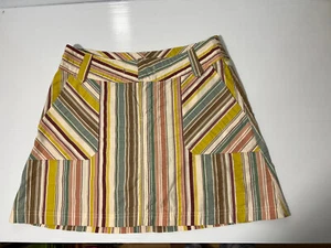 Patagonia Womens SZ 6 Skirt Mini Striped Seersucker Pockets Netty MISSING STRING - Picture 1 of 10