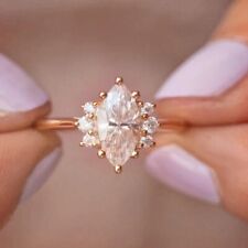 1.70 CTW Marquise VVS1 Moissanite Engagement Wedding Ring 14k Yellow Gold Plated
