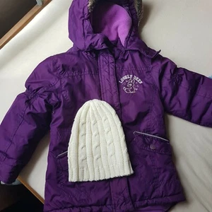 Baby purple girl coat 2-3 years with white hat - Picture 1 of 7