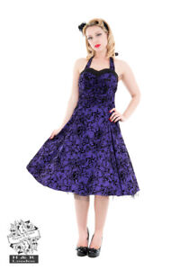 Hearts & Roses - Purple Taffeta Flocked Halter Dress - 6456