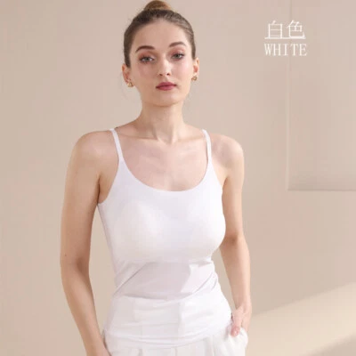 Mujeres Sujetador sin costuras Camisolas Camiseta sin mangas Seda Hielo Elastizada Capa básica Cami Foto 1 de 4