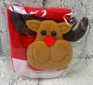 Christmas Stocking Reindeer Red Green Glitter - Picture 1 of 2