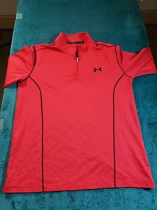 Under Armour Coldgear Sweatshirt Sz Extra Large Mens Red 1/4 Zip Ribbed Running - Picture 1 of 8