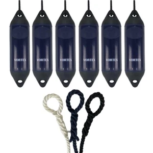6 x Guardabarros de barco HURRICANE Vortex: azul marino PM01 - CUERDA DE 10 MM CON EXTREMO EMPALMADO GRATIS - Imagen 1 de 2