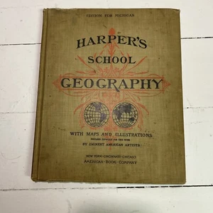 Antique Book 1903 Harpers School Geography with Maps & Color Illustrations MI - Afbeelding 1 van 12