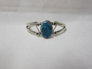 Vintage Native American Sterling Silver/Turquoise Cuff Bracelet - Picture 1 of 6
