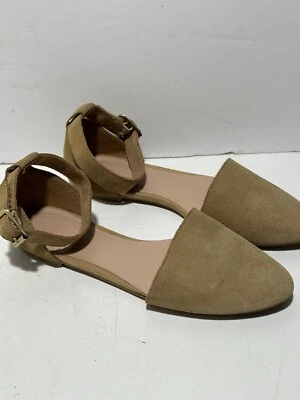 GAP D'Orsay Shoe Womens 6.5 M cognac Suede Ankle Strap Flat Hewitt sandals shoes - Image 1 of 4