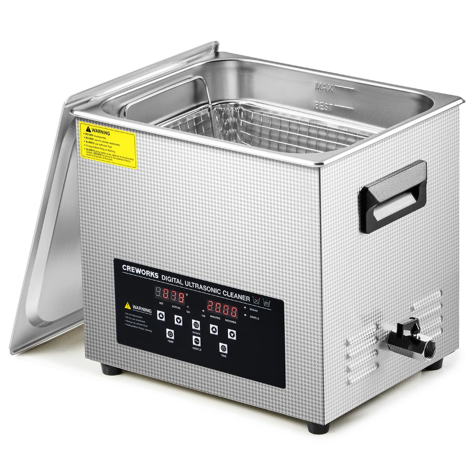 CREWORKS Stainless Steel 10L Liter Industry Ultrasonic Cleaner w/ Timer & Heater