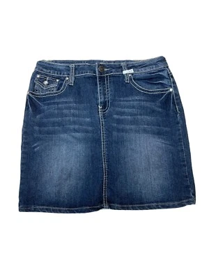 Earl Jean Women Skirt size 8 Flap pockets blue Denim - Image 1 of 4