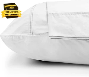 100% Cotton Percale Pillowcases Queen Size, Standard Pillow Case Set of 2, Crisp - Picture 1 of 7