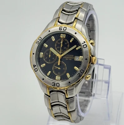 Reloj Hombre CITIZEN Dos Tonos Cronógrafo Esfera Negra, 41mm, Acero 0510-S003474 Foto 1 de 4