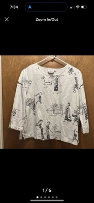 linen black and white size large blouse. Hot Cotton Petite - Image 1 of 4