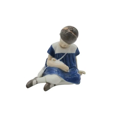 Vintage Bing and Grondahl Little Girl With Doll Porcelain Figurine Denmark - Image 1 of 4