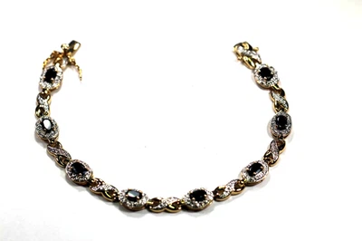 Ross Simons Lab Blue Sapphire Gold Vermeil Sterling Silver 7" Bracelet - Image 1 of 4