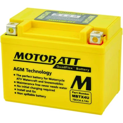 Motobatt Battery For Yamaha CW50 Zuma 50cc 89-90 YB4L-B YT4L-BS YTX4L-BS Foto 1 de 4