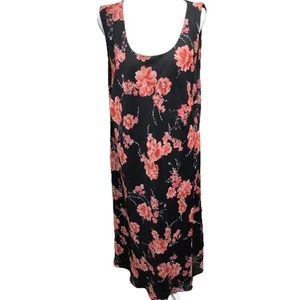 Maxi Vestido Studio I Negro Floral 20W Sin Mangas Verano Fluido Maestro Iglesia - Imagen 1 de 6
