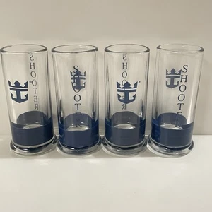 Lotto 4 Bicchieri Doppio Colpo Vintage Royal Caribbean Cruise Logo Blu Francia Shooter - Foto 1 di 6