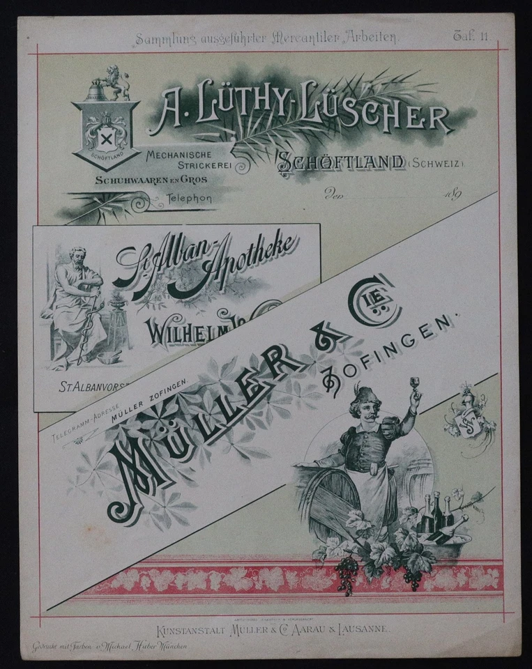 Planche imprimeur MULLER Luthy Suisse Art Nouveau Jugendstil no Mucha 1900 - Photo 1/1